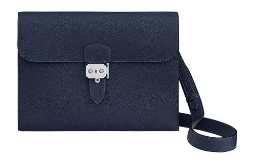 HERMES Sac A Depeches Togo Calfskin Messenger Bag, Shoulder Bag, Crossbody Bag Men's 2Z Bleu Nuit Midnight Blue