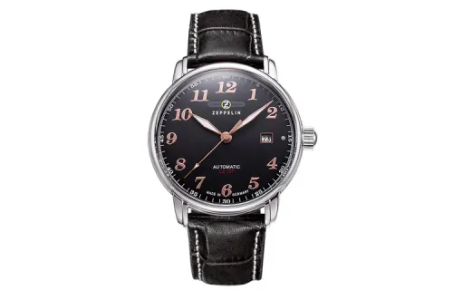 ZEPPELIN Mechanical mechanism, men's watch, black dial, case stainless steel, watch strap, simple and elegant design
