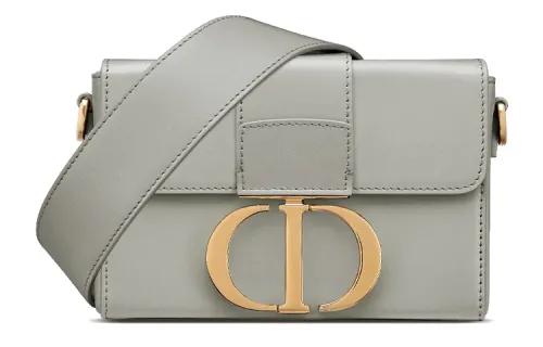 DIOR 30 Montaigne Smooth Cow Leather Handbag, Shoulder Bag Women's Gray