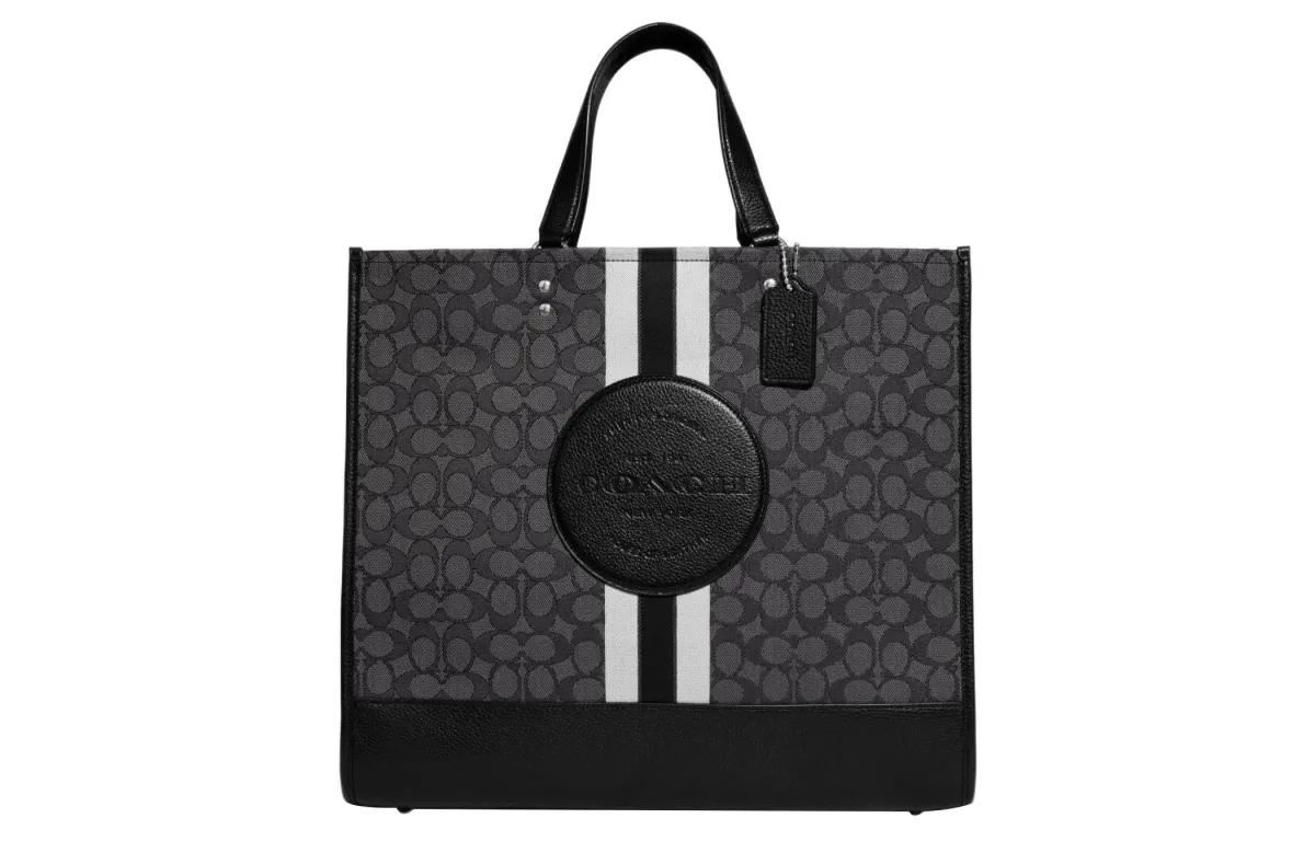 COACH Fabric With Leather Tote Bag, Shopping Bag, Shoulder Bag, Handbag Large Women's Black