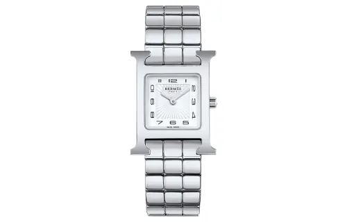 HERMES Heure H Collection Wrist Watches Quartz Movement Stainless Steel Strap White Dial Women's Watch
