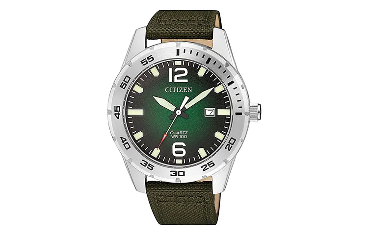 CITIZEN Athleisure Quartz Movement Nylon Strap Watch Men's Watches Green Dial BI1041 06X