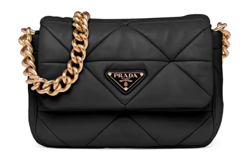 PRADA Soft Sheep Leather Handbag, Shoulder Bag Women's Black