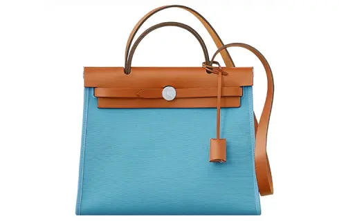 HERMES Herbag Zip H Plume Canvas And Hunter Leather Finish Shoulder Bag, Crossbody Bag, Handbag 31 Women's