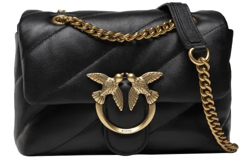 PINKO Puff Nappa Sheepskin Leather Crossbody Bag Mini Women's Black