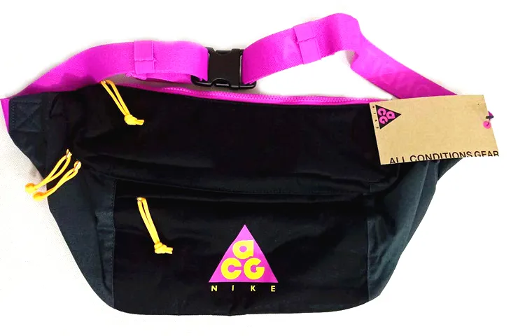 Nike Polyester Crossbody Bag, Fanny Pack Regular Unisex Black Pink