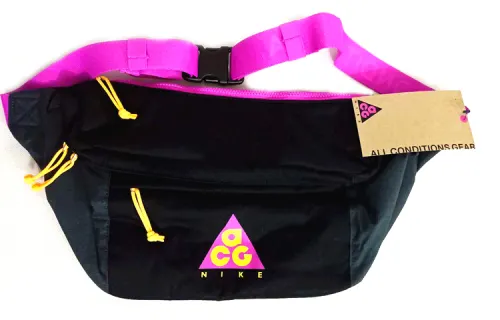 Nike Polyester Crossbody Bag, Fanny Pack Regular Unisex Black Pink
