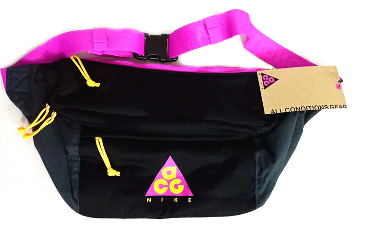 Nike Polyester Crossbody Bag, Fanny Pack Regular Unisex Black Pink