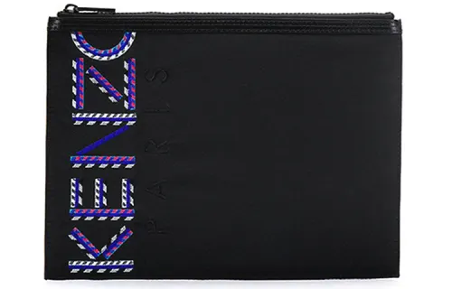 KENZO Nylon Handbag Wallet Clutch Unisex Black