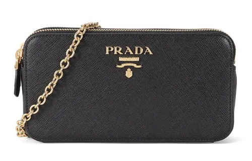 PRADA Fashion Cow Leather Shoulder Bag Women's Black