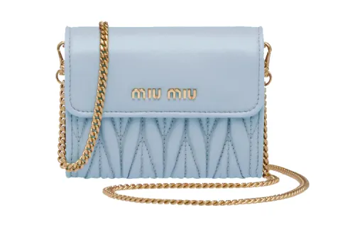 MIU MIU Soft Sheep Leather Shoulder Bag, Crossbody Bag, Wallet Women's Sky Blue