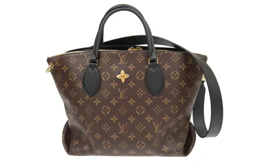 LOUIS VUITTON Flower Tote Leather Handbag Medium Women's Brown