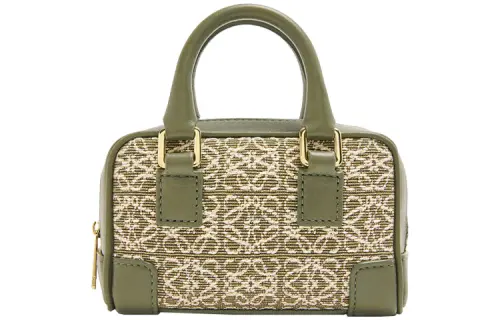 LOEWE Calfskin With Canvas Chain Bag, Shoulder Bag, Crossbody Bag, Handbag Women's Green