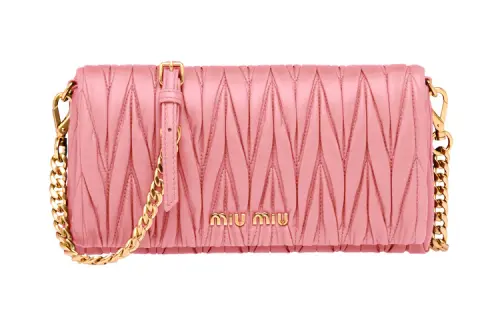 MIU MIU Matelassé Soft Sheep Leather Shoulder Bag, Crossbody Bag Mini Women's Pink