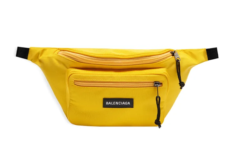 Balenciaga Nylon Fabric Sling Bag, Fanny Pack Unisex Yellow