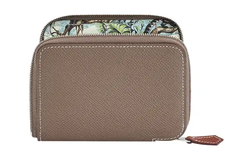 HERMES Silk'In Epsom Calfskin Card Holder, Coin Purse, Short Wallet Women's Tin Gray