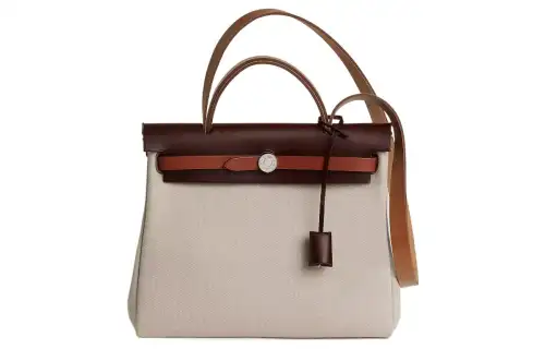 HERMES Herbag Zip Hunter Cow Leather And Canvas Shoulder Bag, Crossbody Bag, Handbag 31 Unisex