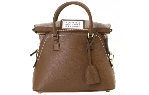 Maison Margiela Metal Accessories Leather Handbag Women's Dark Brown