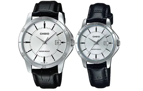CASIO LTP Quartz Movement Genuine Leather/Genuine Leather/Cloth Strap Watch Unisex Silver Dial