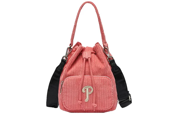 MLB New York Yankees Corduroy Cotton Bucket Bag, Shoulder Bag, Crossbody Bag Regular Unisex Pink