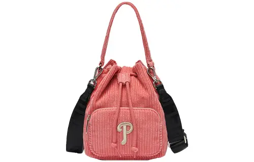 MLB New York Yankees Corduroy Cotton Bucket Bag, Shoulder Bag, Crossbody Bag Regular Unisex Pink