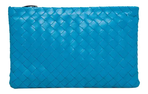 Bottega Veneta Lambskin With Calfskin Clutch Medium Men's Blue