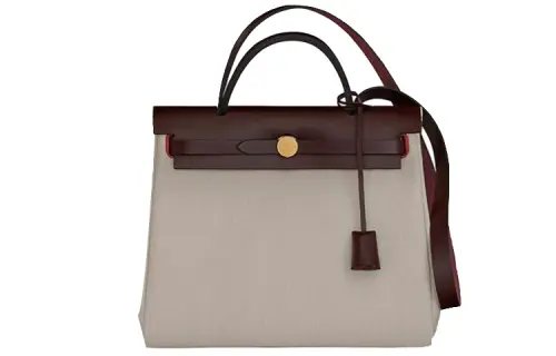 HERMES Herbag Zip Retourne Canvas With Hunter Cow Leather Shoulder Bag, Crossbody Bag, Handbag 31 Unisex