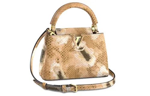LOUIS VUITTON Capucines Python Skin Capison Handbag Women's Gold