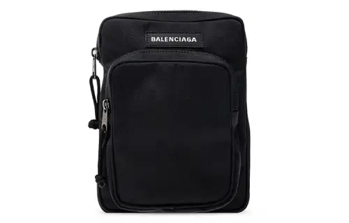 Balenciaga Brand Logo Nylon Sling Bag, Crossbody Bag Men's Black