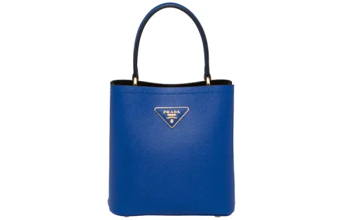 PRADA Panier Cow Leather One Shoulder Handbag Women's Blue