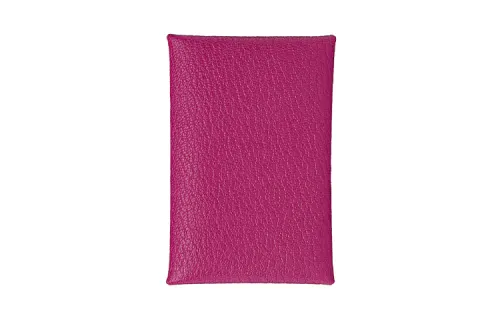 HERMES Calvi Goatskin Card Holder Women's Purple Rose