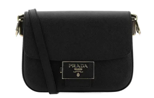 PRADA Leather Crossbody Bag, Shoulder Bag Unisex Black