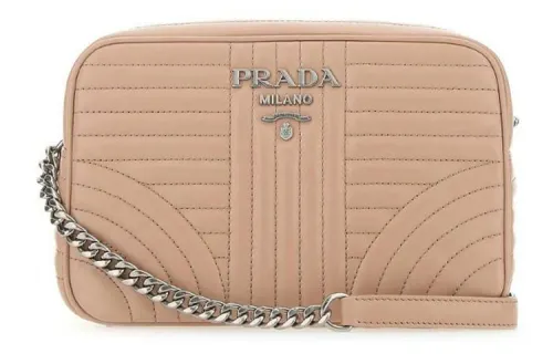 PRADA Diagramme Chain Leather Crossbody Bag, Shoulder Bag Unisex Pink