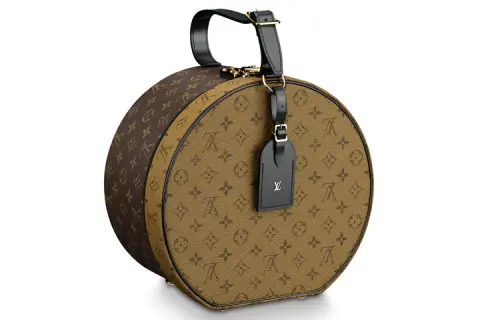 LOUIS VUITTON Boite Chapeau Canvas With Leather Storage Box Unisex Brown