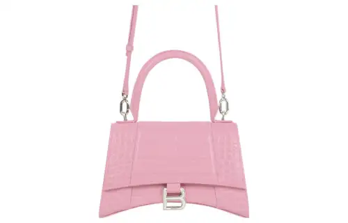 Balenciaga Hourglass Cow Leather Handbag Small Women's Pink
