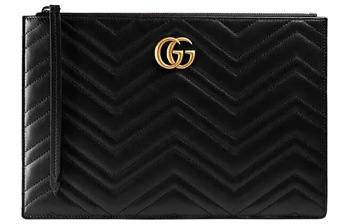 GUCCI GG Marmont Leather Clutch Women's Black
