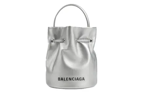 Balenciaga Logo Label Handbag Women's Silver Gray