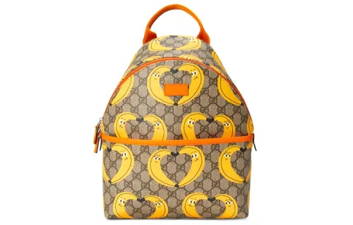 GUCCI Canvas With Leather Backpack Kids' Ebony & Orange