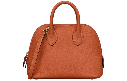 HERMES Bolide Evercolor Calfskin Shoulder Bag, Crossbody Bag, Handbag Mini Women's Red Earth/Silver Lotus Purple