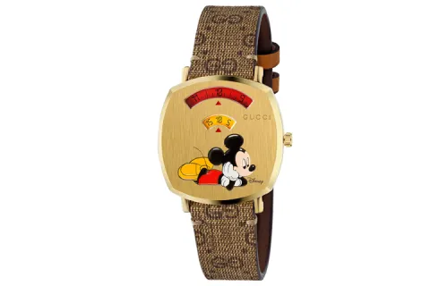 GUCCI Grip Collection Wrist Watches Quartz Movement Canvas Strap Gold Dial Unisex