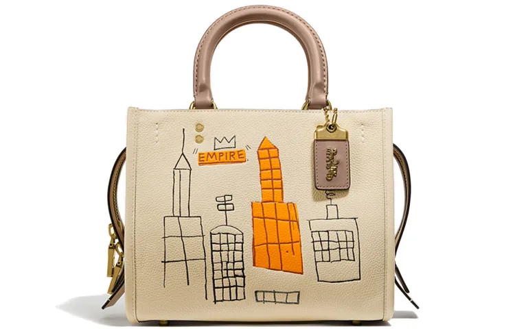 COACH Basquiat Collaboration Rogue Leather Handbag, Shoulder Bag, Crossbody Bag Medium Women's Ivory White