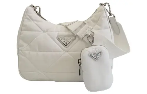 PRADA Zip Closure Nylon Shoulder Bag Women's White
