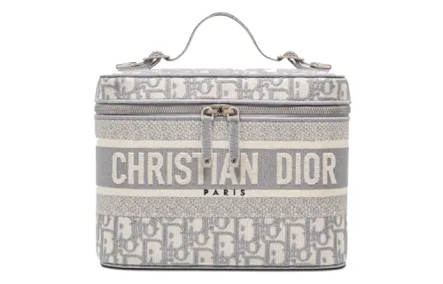 DIOR DiorTravel Polyester Toiletry Bag, Storage Bag, Handbag, Shoulder Bag, Crossbody Bag, Makeup Bag Women's Gray