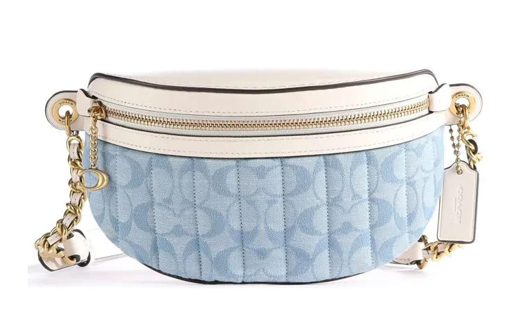 COACH Canvas With Leather Chain Bag Shoulder Bag, Crossbody Bag Sling Bag Fanny Packs Small Women's