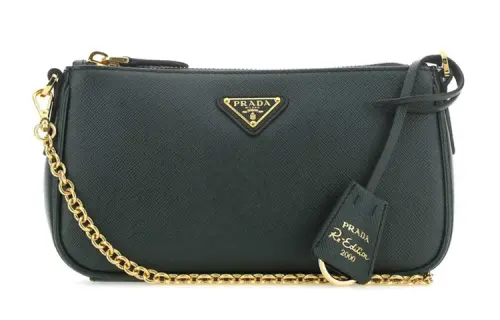 PRADA Re Edition Zip Closure Nylon Shoulder Bag Unisex Jasper
