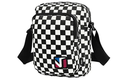 Vans Polyester Shoulder Bag, Crossbody Bag Unisex Black White Plaid