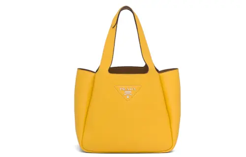 PRADA Calfskin Tote Bag, Shopping Bag, Handbag Women's Caramel Yellow
