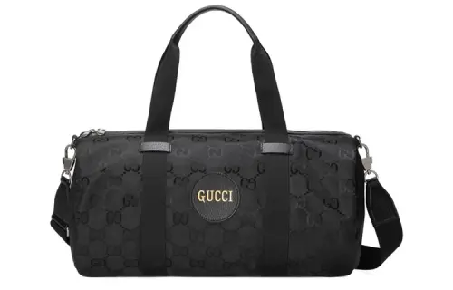 GUCCI Off The Grid Nylon With Leather Travel Bag, Cylinder Bag, Shoulder Bag, Crossbody Bag, Handbag Unisex Black
