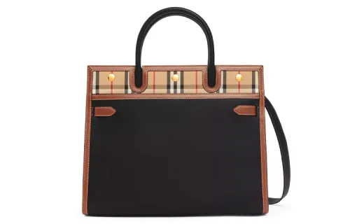 Burberry Leather Patchwork Vintage Handbag, One Shoulder Bag Medium Women's Black
