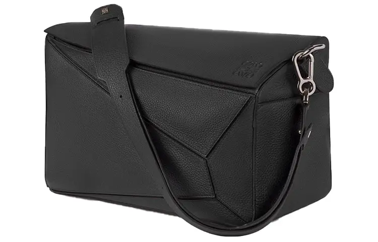 LOEWE Puzzle Grain Calfskin Shoulder Bag, Crossbody Bag Men's Black